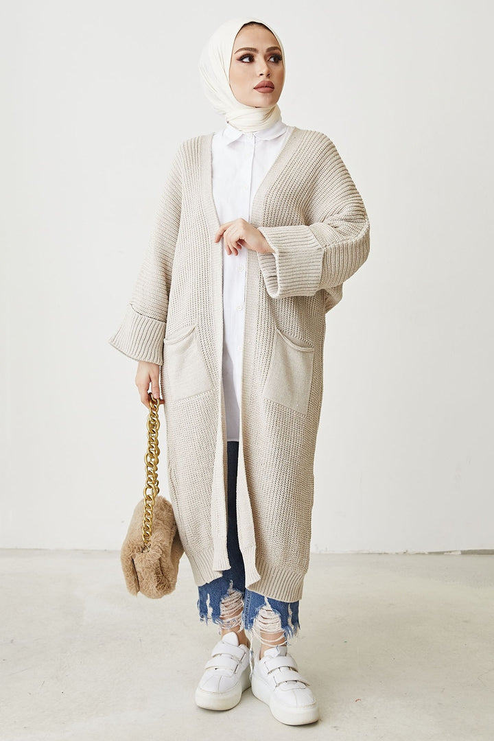 MDS Women Farah Soft Sleeve Cardigan - Beige - Rho