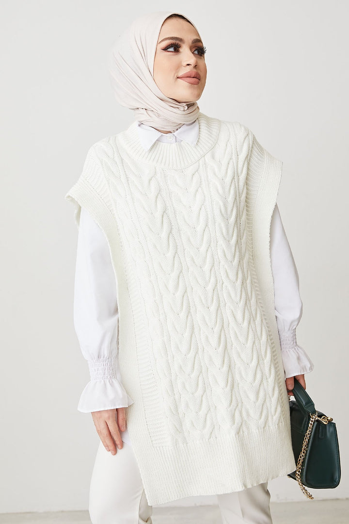 MDS Women Side-Tied Knit Sweater - White - Texcoco