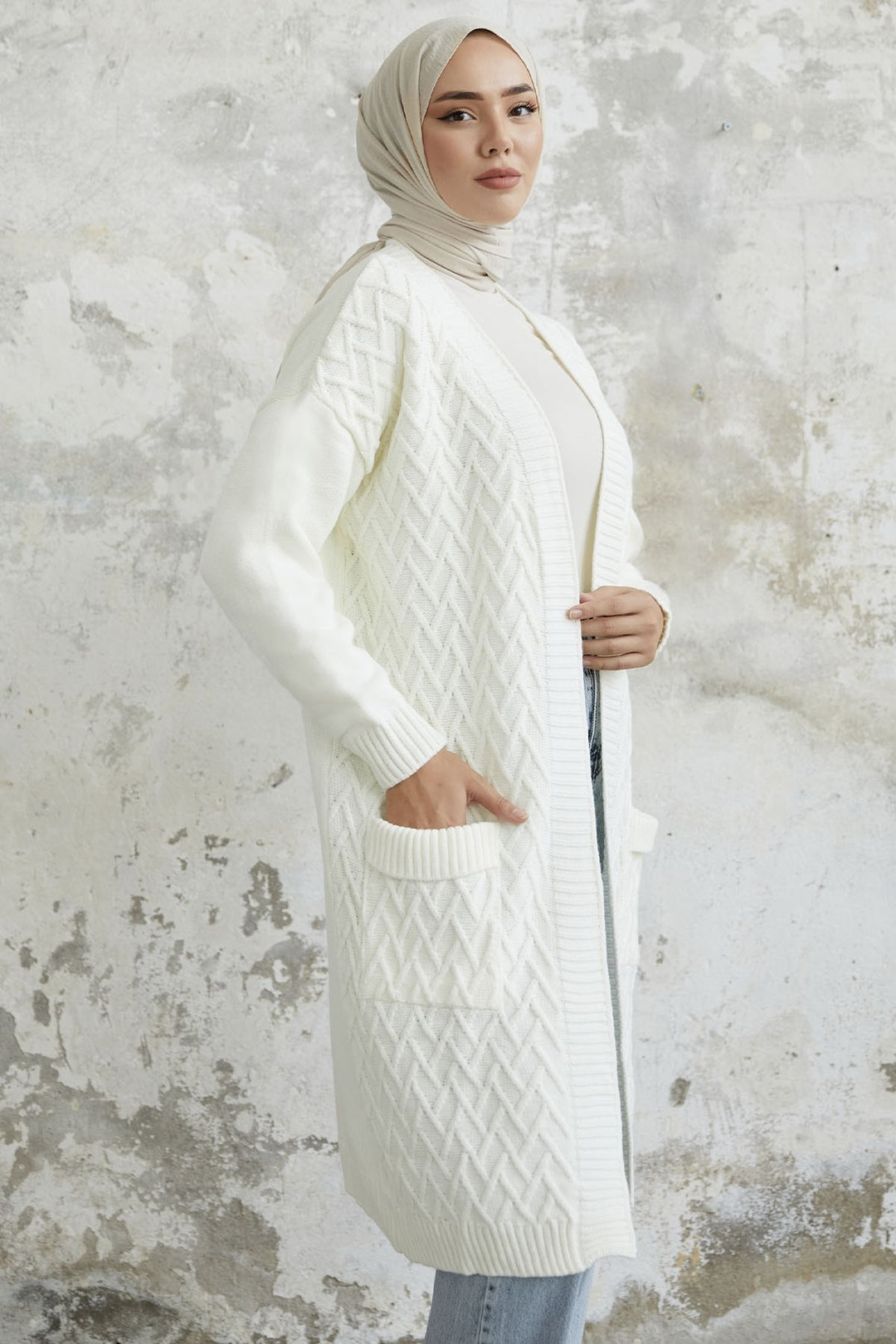 MDS Women Rumy Cable Knit Cardigan - White - Zutphen