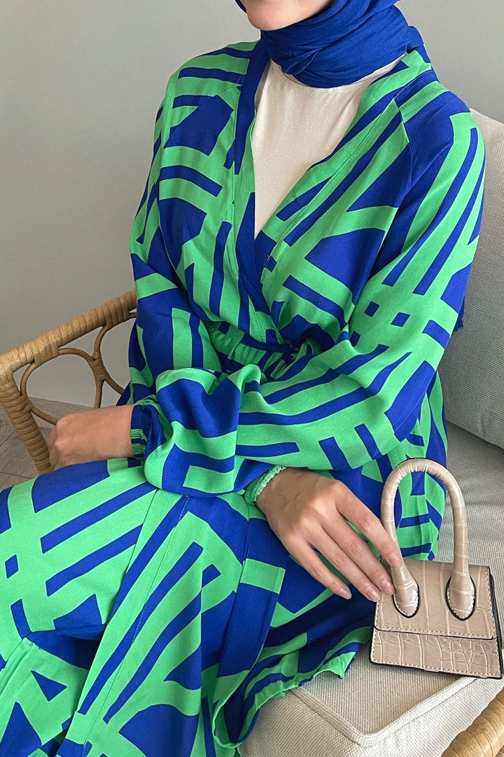 MDS Women Striped Green Viscose Set - Lima
