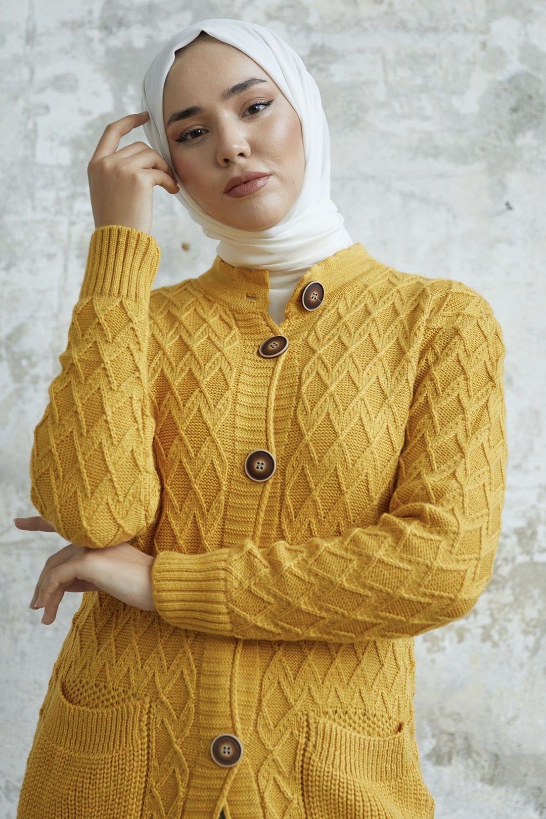 MDS Women Mosya Pocket Buttoned Knit Cardigan - Yellow - Oeiras