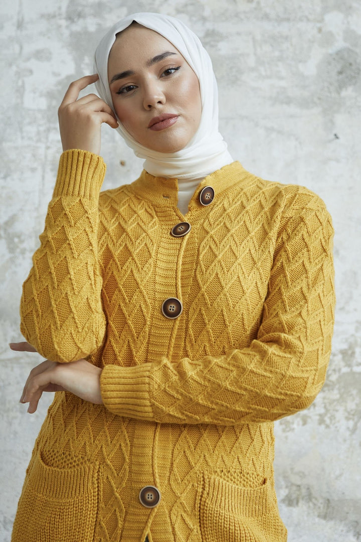 MDS Women Mosya Pocket Buttoned Knit Cardigan - Yellow - Oeiras