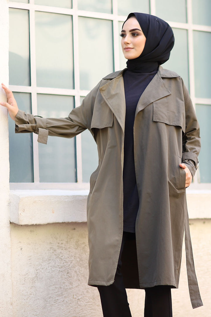 MDS Women Two-Tone Trench Coat - Khaki - Sandy Springs