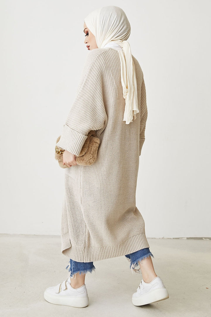 MDS Women Farah Soft Sleeve Cardigan - Beige - Rho