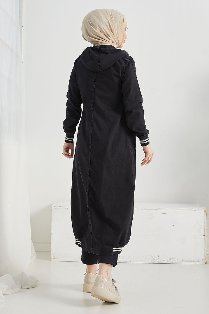 MDS Women Pocketed Long College Jacket - Black - West Valley City