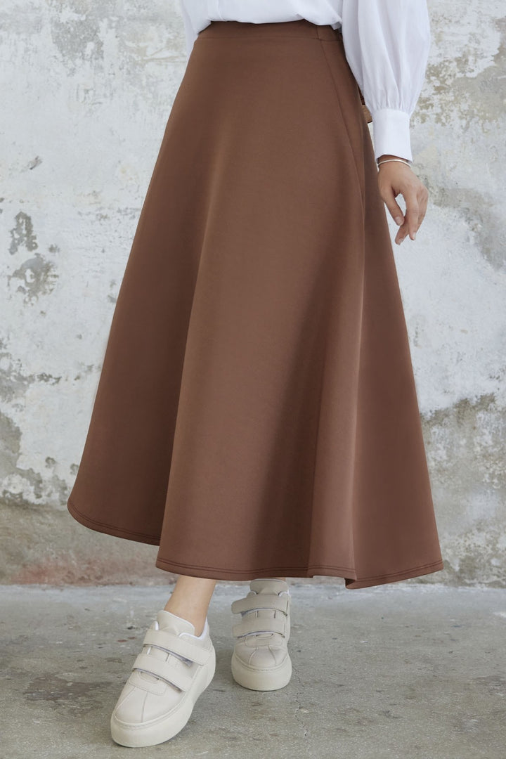 MDS Women Elly Scuba Skirt - Brown - Lawrence