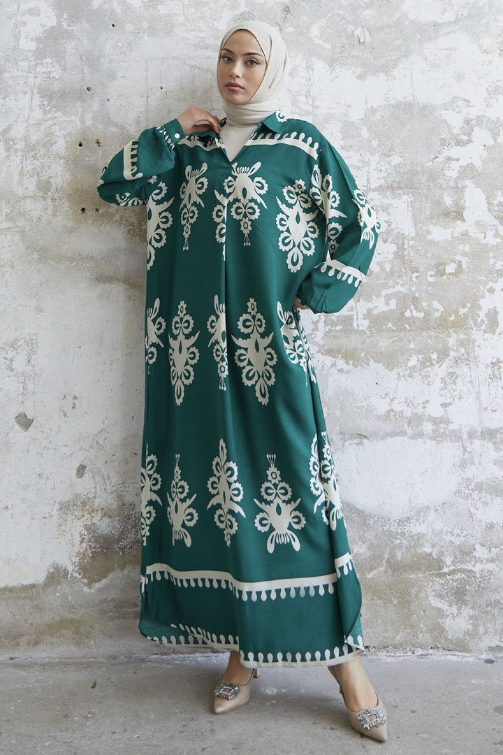 MDS Women Patterned Viscose Dress - Green - Buffalo