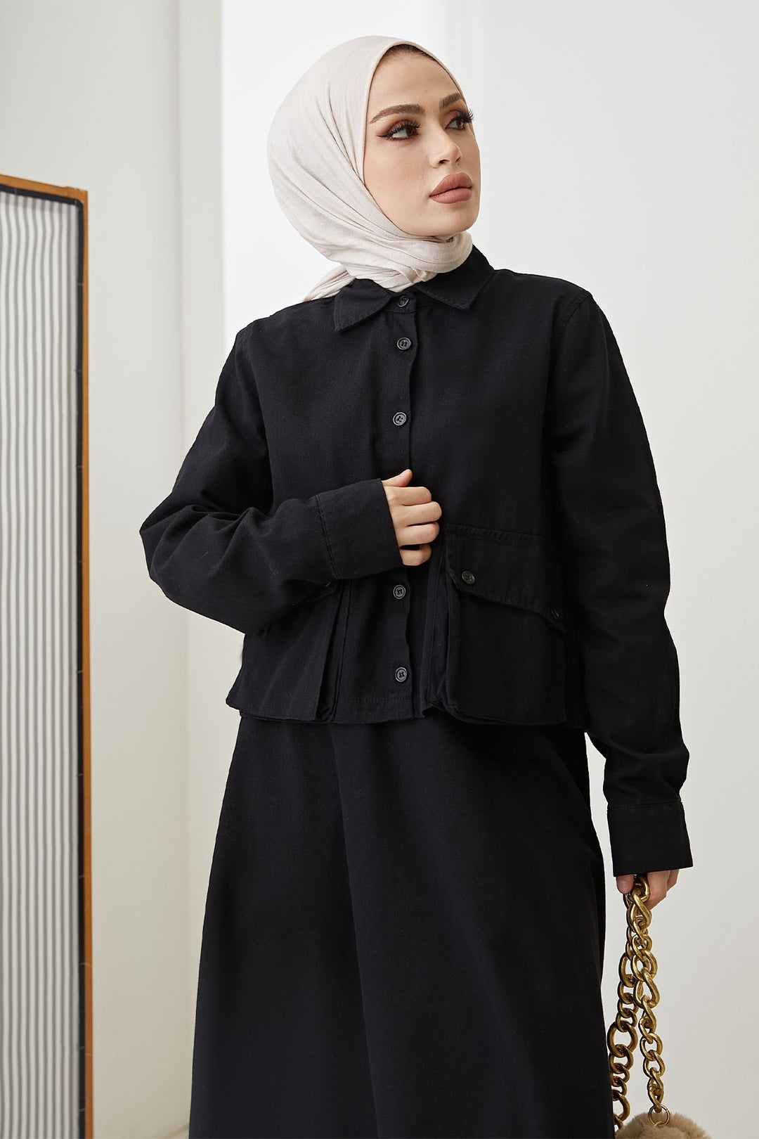 MDS Women Buttoned Elsa Linen Suit - Black - Swadlincote