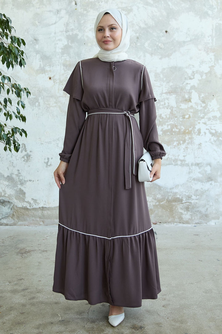 MDS Women Sleeveless Detailed Brown Abaya - Hacienda Heights