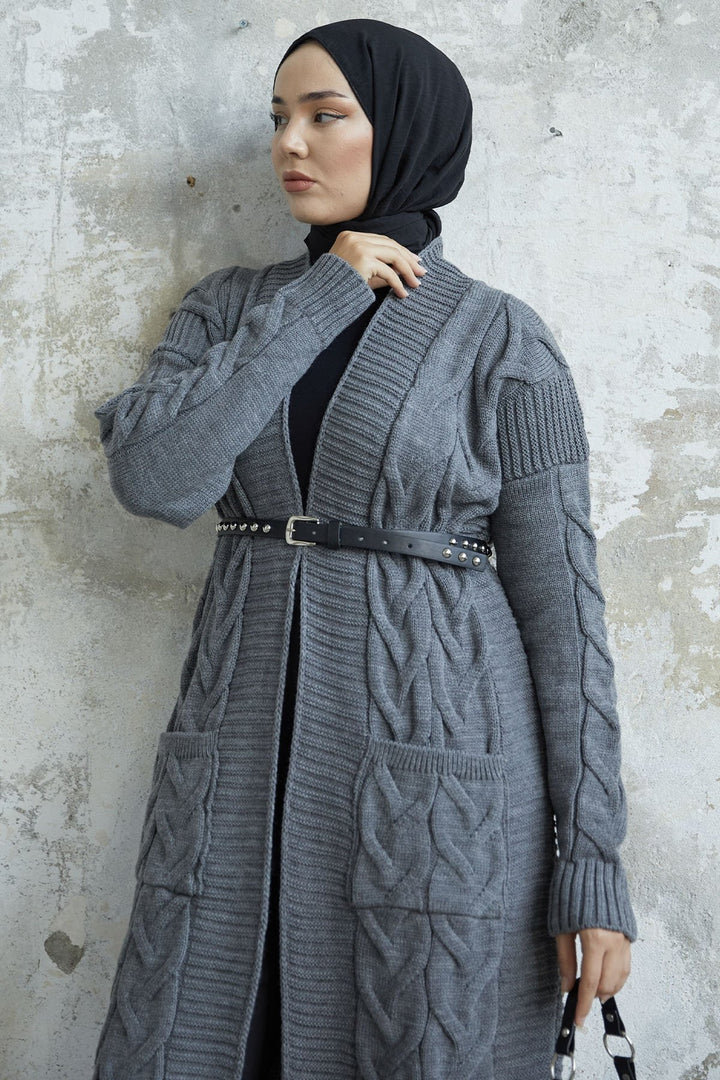 MDS Women Eriyas Braided Pocketed Cardigan - Anthracite - Bossier City