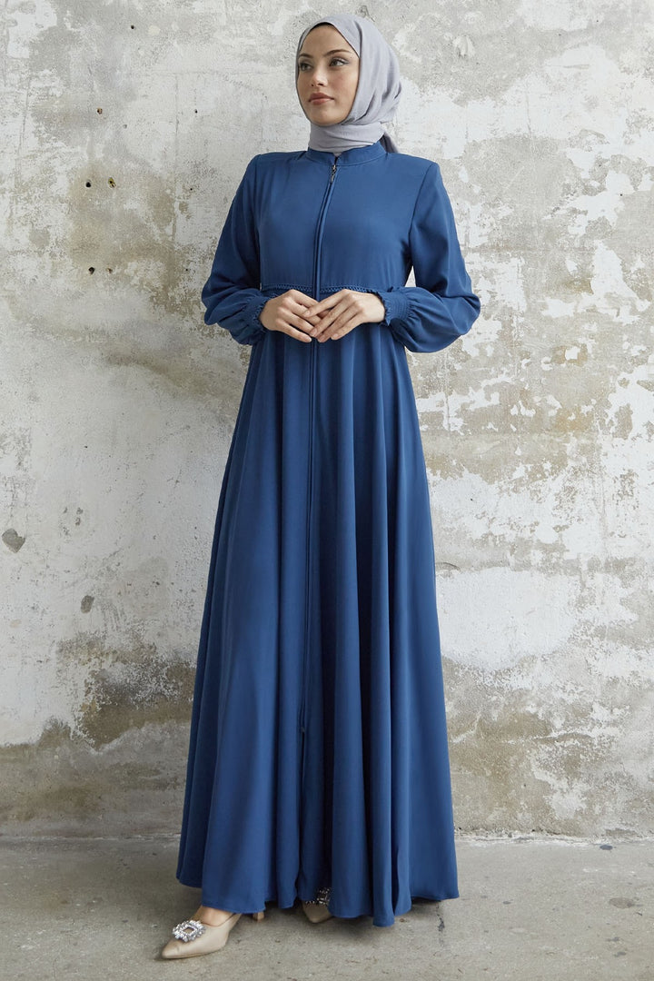MDS Women Guipure Crepe Mevlana Cloak - Indigo - Kalinkavichy