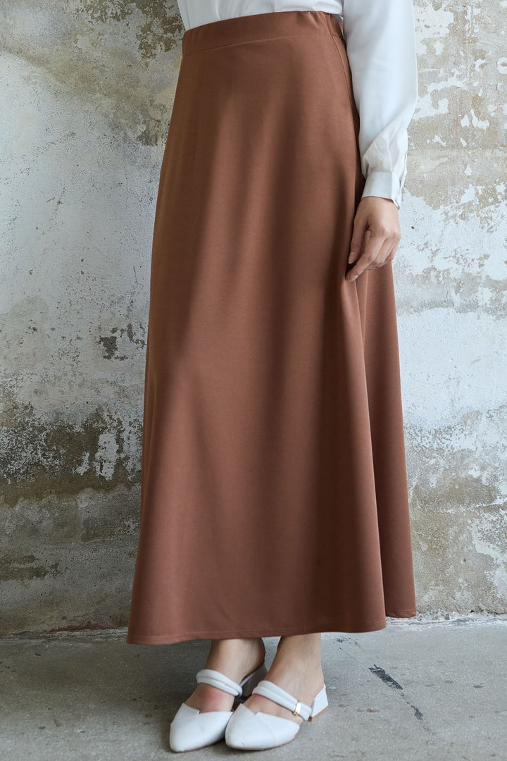 MDS Women Double Knit Fabric Skirt - Tan - Chino Hills