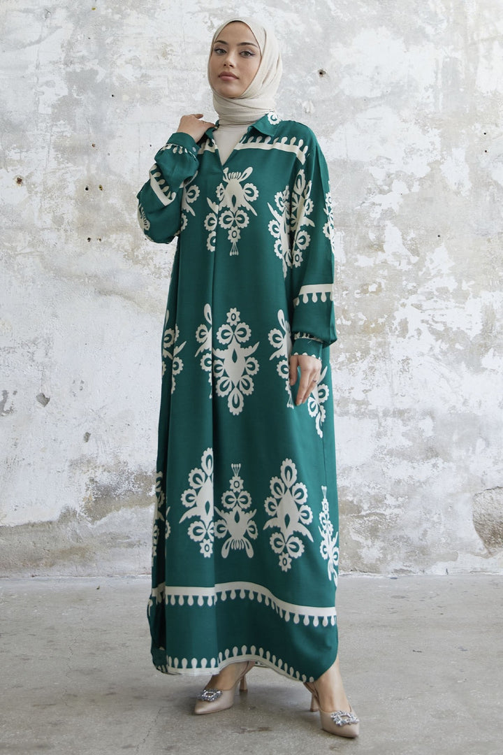 MDS Women Patterned Viscose Dress - Green - Buffalo