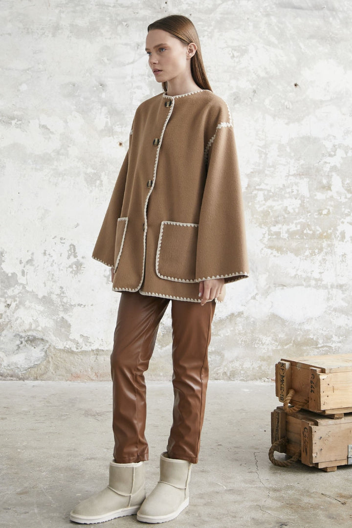 MDS Women Alira Quilted Coat - Camel - La Rinconada