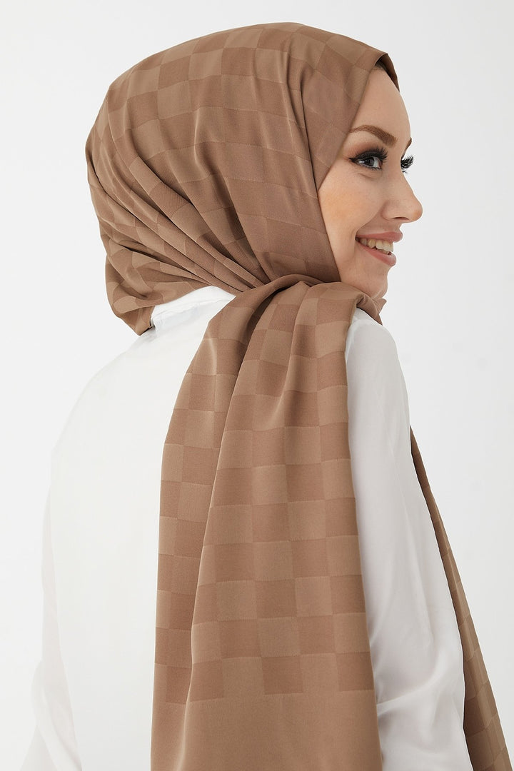 MDS Women Maura Lady Pattern Silky Jacquard Shawl - Milky Coffee - Cuautla
