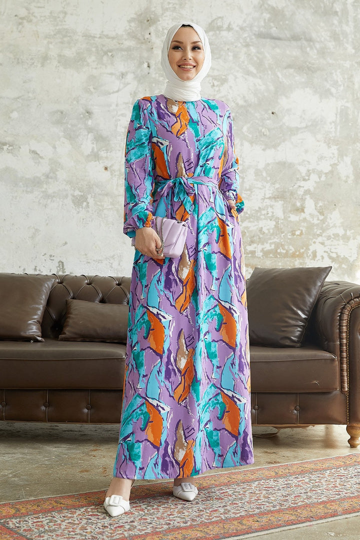 MDS Women Lerina Marbled Belted Dress - Purple - Brighton