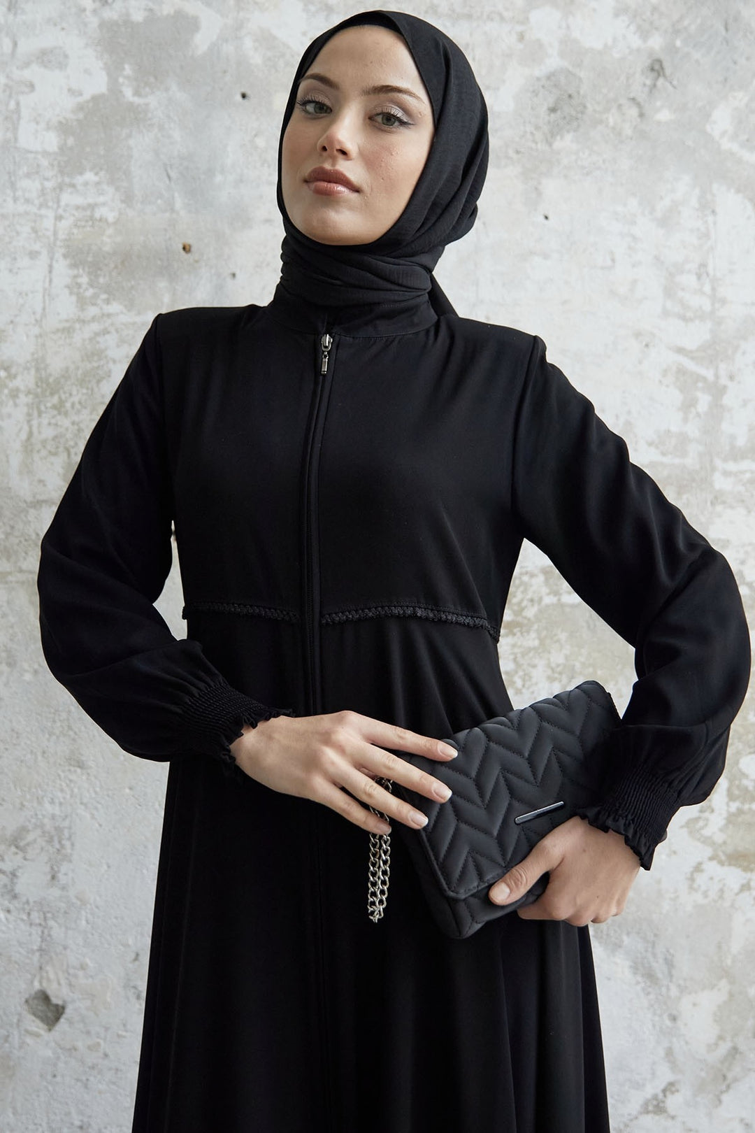 MDS Women Lace Crepe Mevlana Cloak - Black - Birkenhead