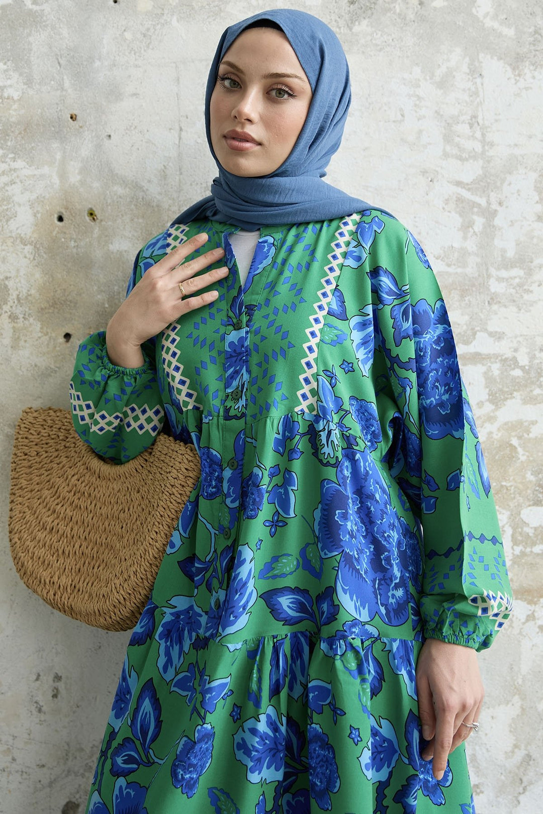 MDS Women Acacia Flower Viscose Dress - Green - Schagen