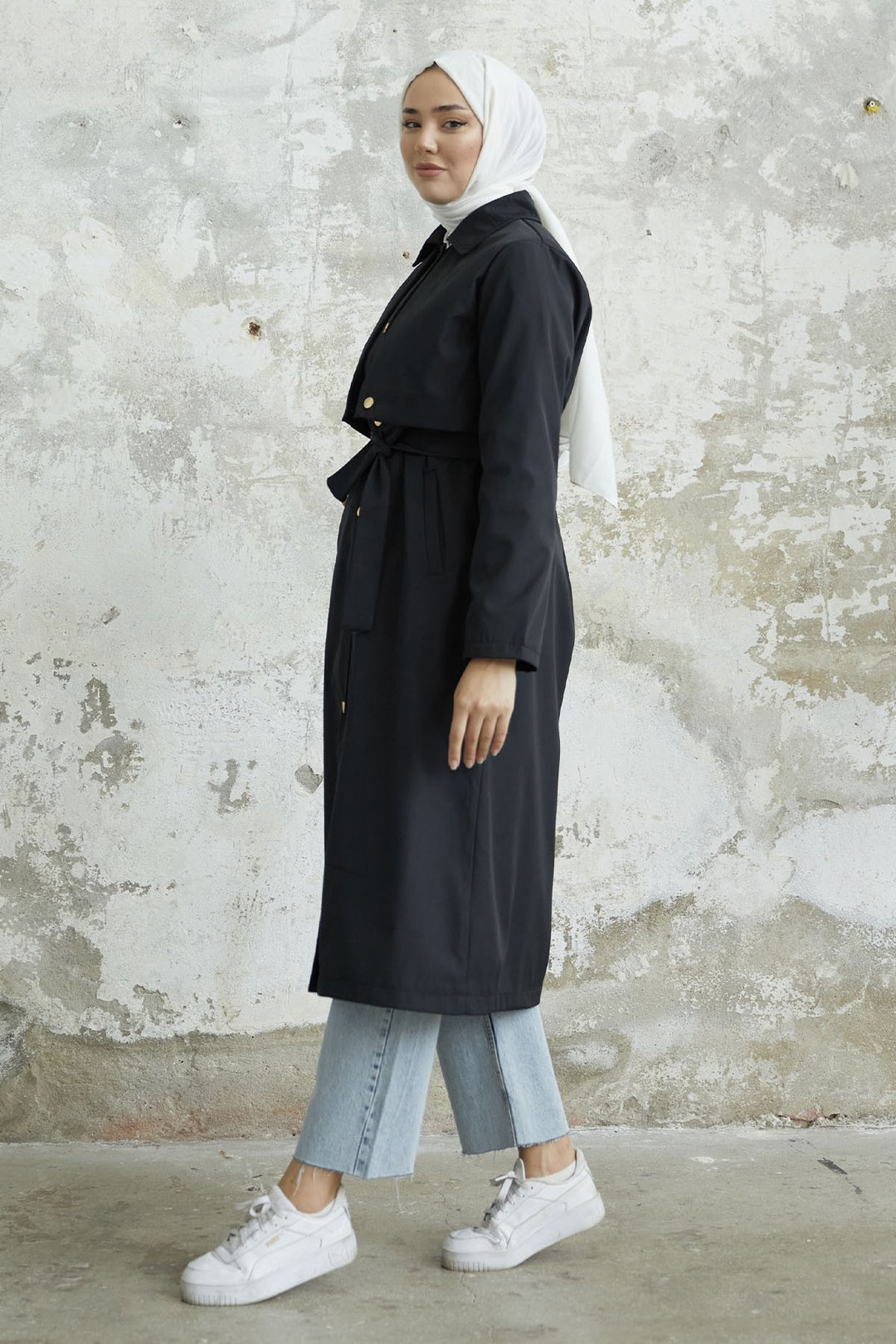 MDS Women Nalyes Belted Trench Coat - Black - Mooresville