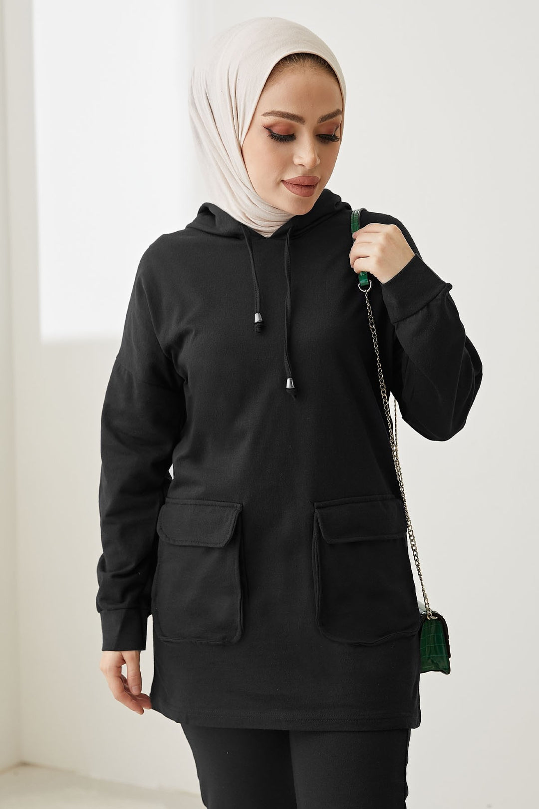 MDS Women Balloon Double Pocket Two Thread Set - Black - Rye