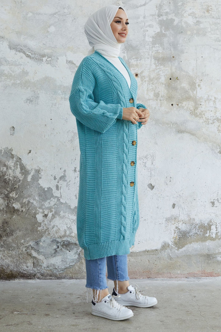 MDS Women Evia Buttoned Knit Cardigan - Water Green - Syracuse