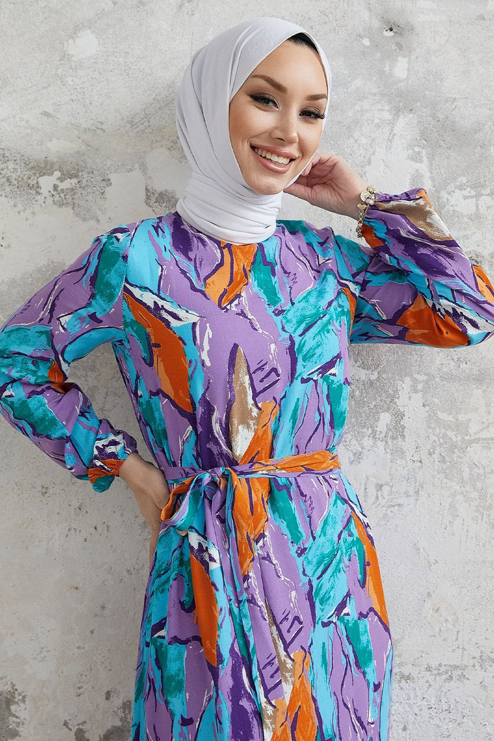MDS Women Rabel Marbled Patterned Viscose Dress - Purple - Kaarst
