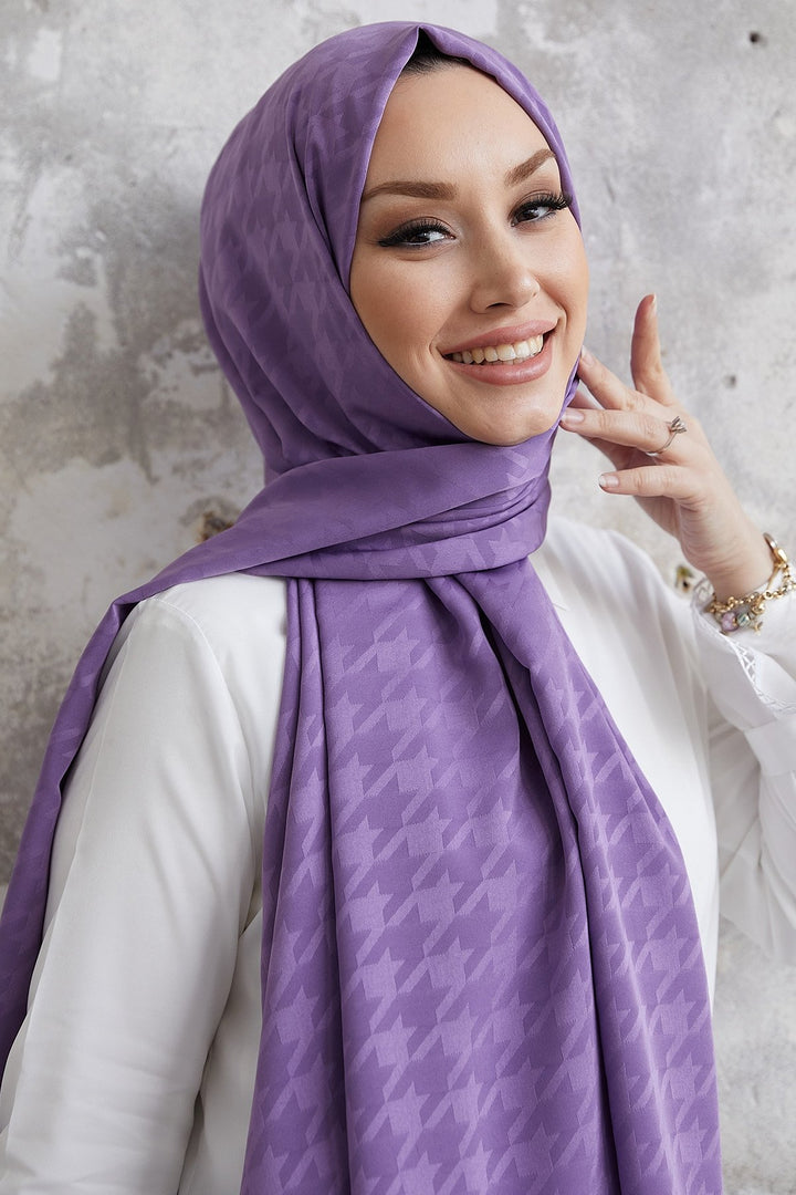 MDS Women Home Patterned Silky Jacquard Shawl - Lavender - Grand Forks