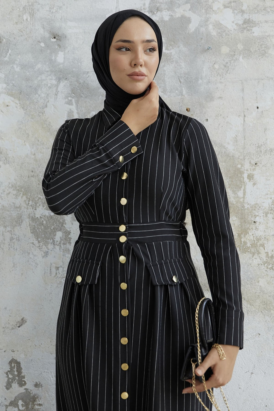 MDS Women Olesya Boydan Buttoned Dress - Black - Morden