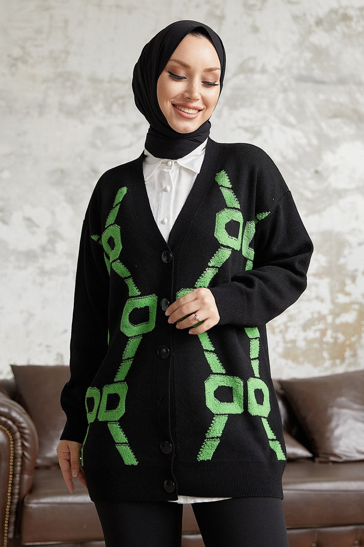 MDS Women Lenora Patterned Cardigan - Black - Netishyn