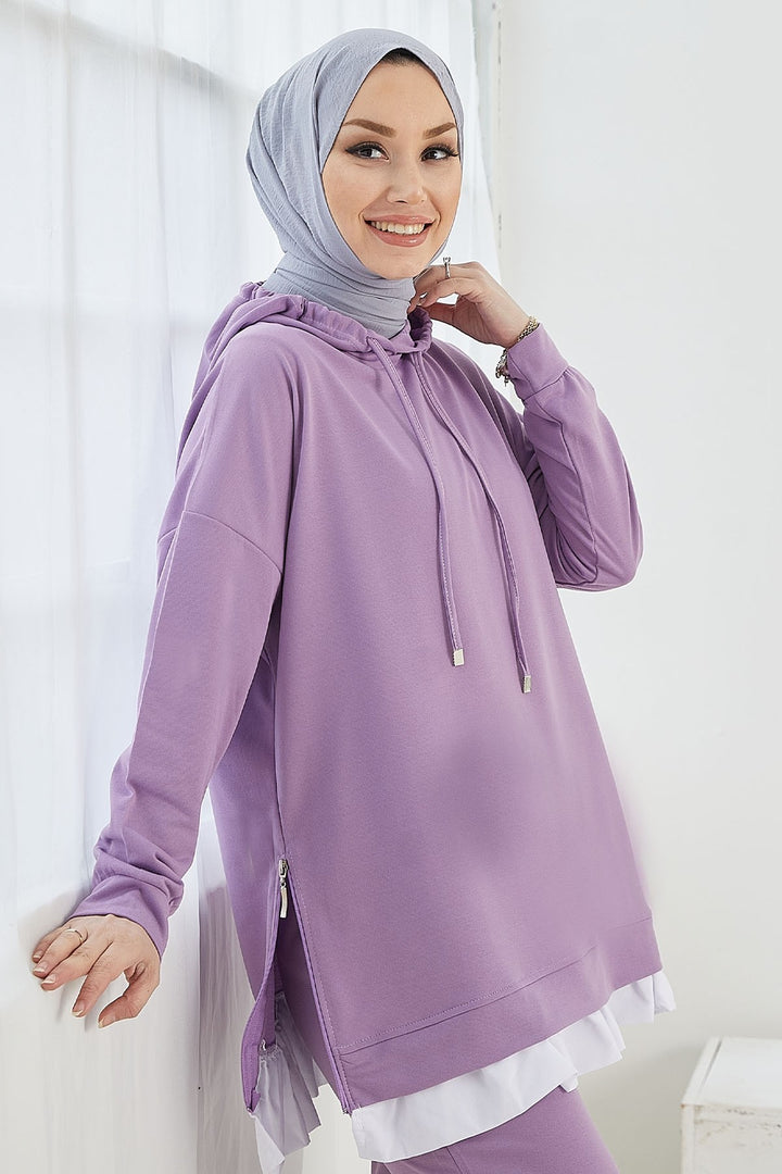 MDS Women Losya Sides Zippered Hooded Two-Piece Set - Lilac - West Valley City