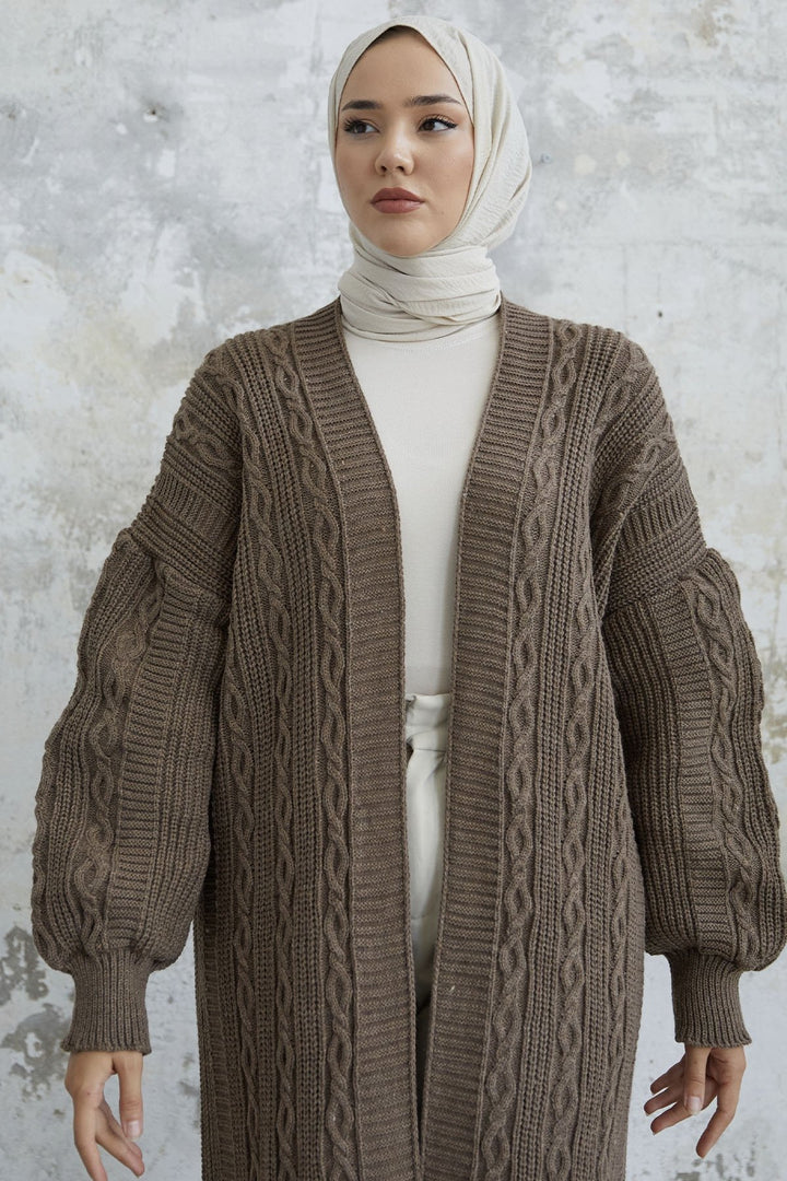 MDS Women Molly Chain Pattern Knit Cardigan - Milky Coffee - San Giorgio a Cremano