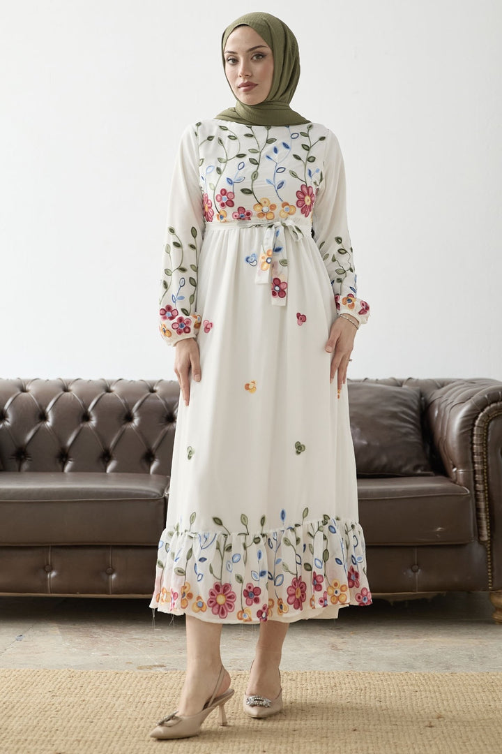 MDS Women Flowers Daisy Chiffon Dress - White - Ciudad de Huajuapam de León