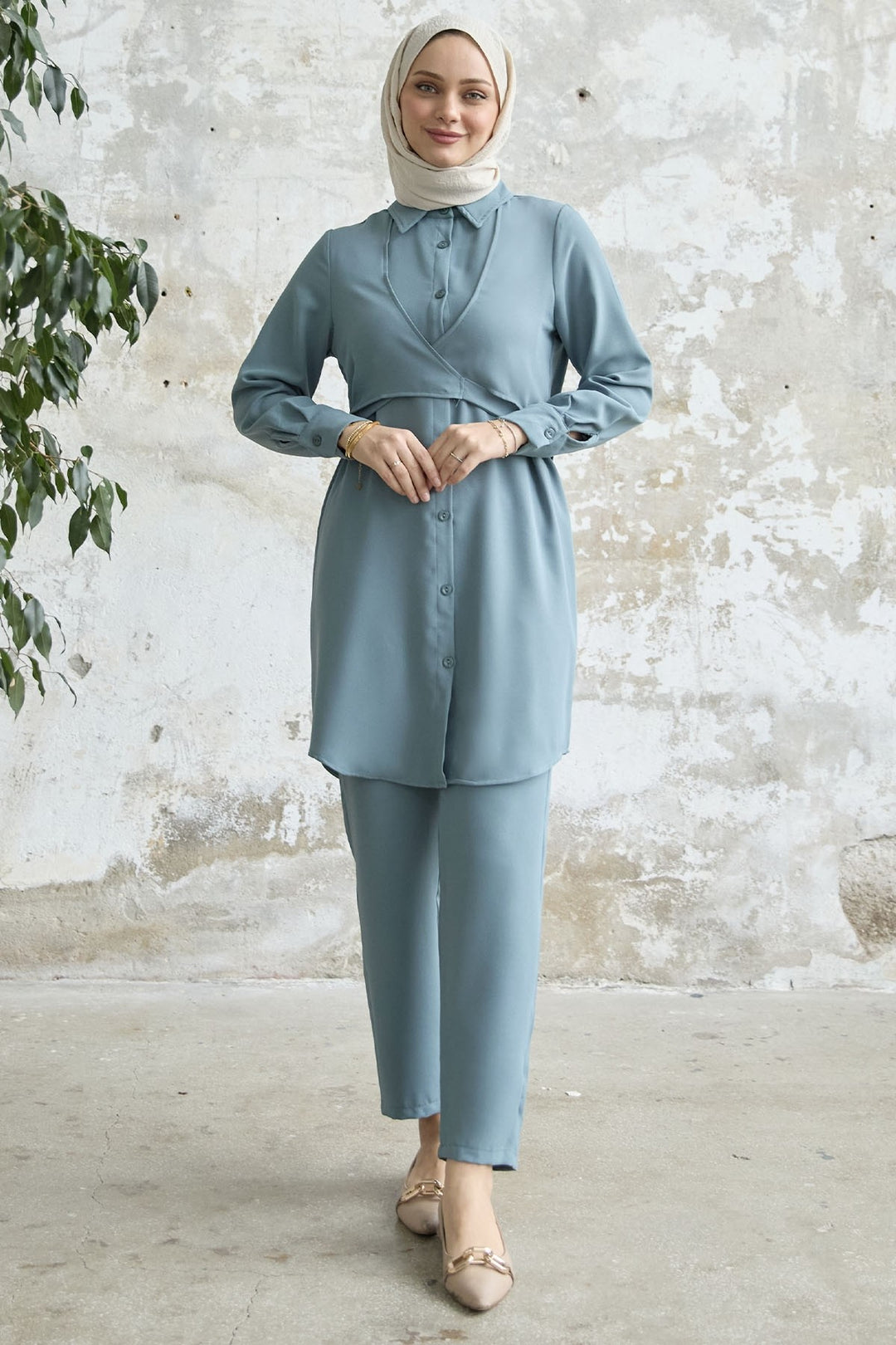 MDS Women Front Tie Two Piece Set - Mint - Haverstraw