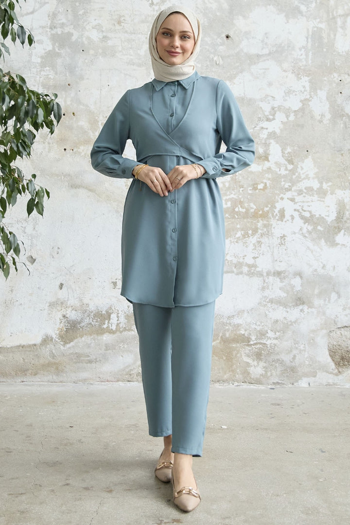 MDS Women Front Tie Two Piece Set - Mint - Haverstraw