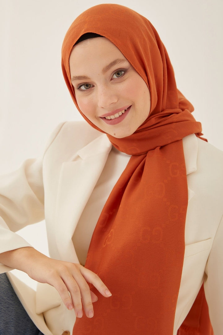 MDS Women Ariva G Patterned Jacquard Cotton Shawl - Terracotta - Oxnard