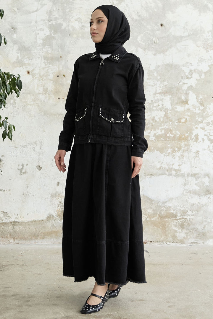 MDS Women Pearl Embellished Skirt Suit - Black - San Nicolás de los Garza