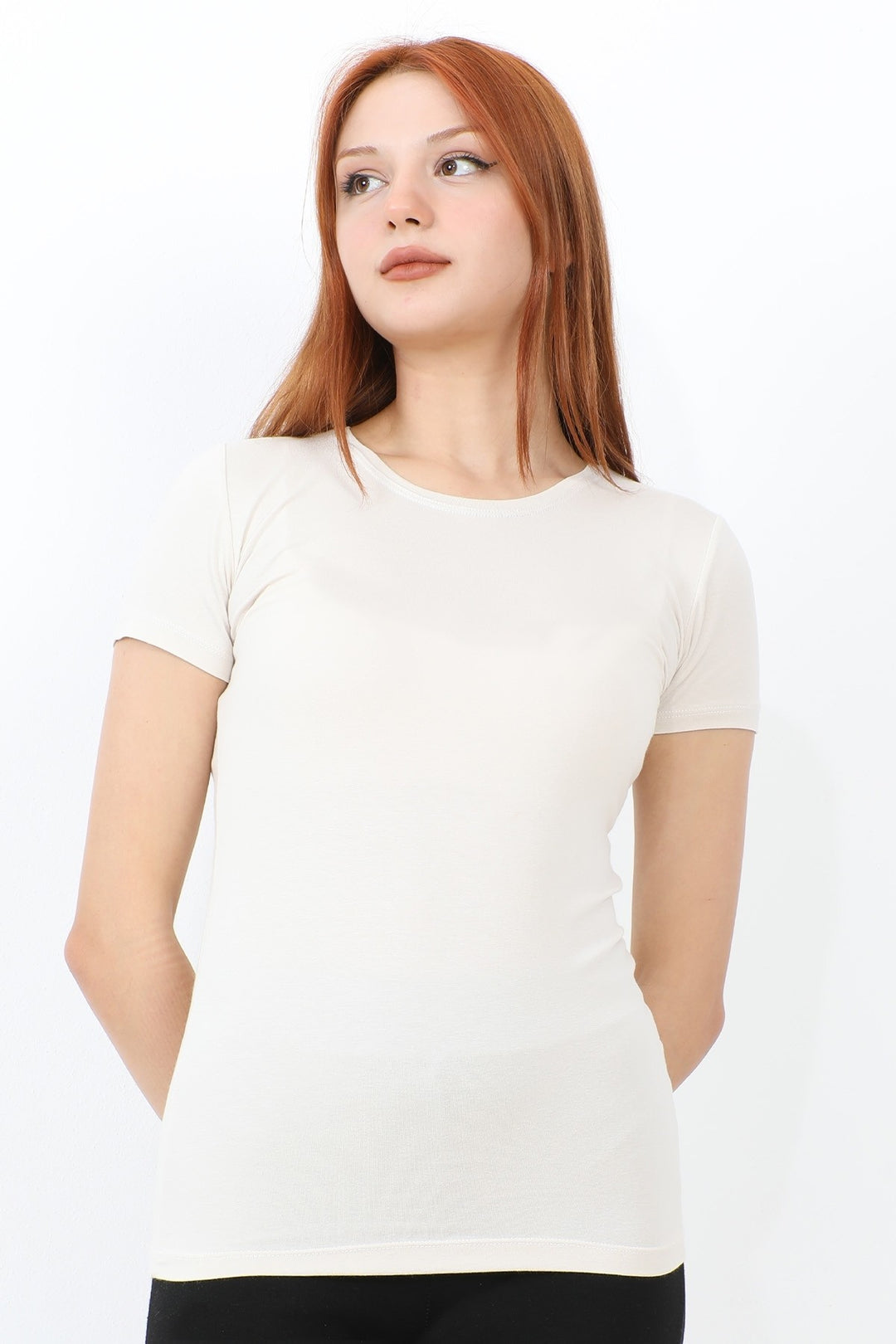 MDS Women Bicycle Collar Short Sleeve Basic T-Shirt - Stone - Royal Tunbridge Wells