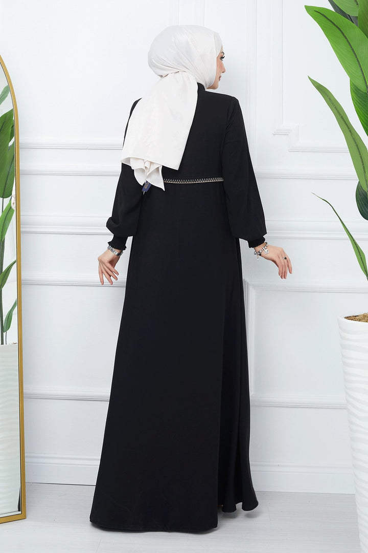 MDS Women Embroidered Mevlana Fabric Abaya - Black - Montgomery