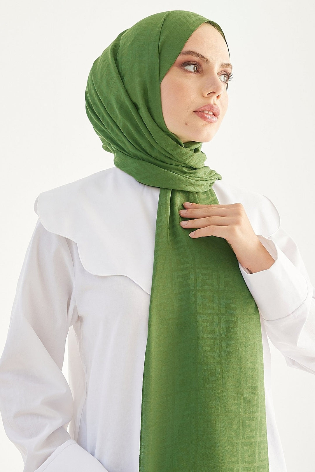 MDS Women Elle F Design Jacquard Cotton Scarf - Khaki - Monroe