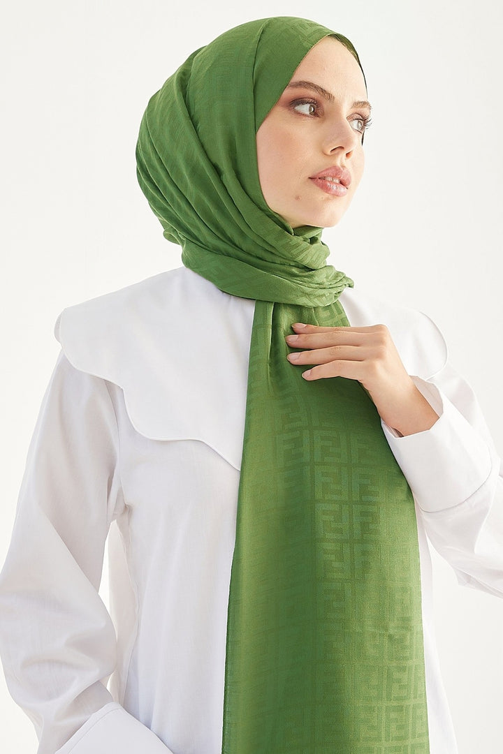 MDS Women Elle F Design Jacquard Cotton Scarf - Khaki - Monroe