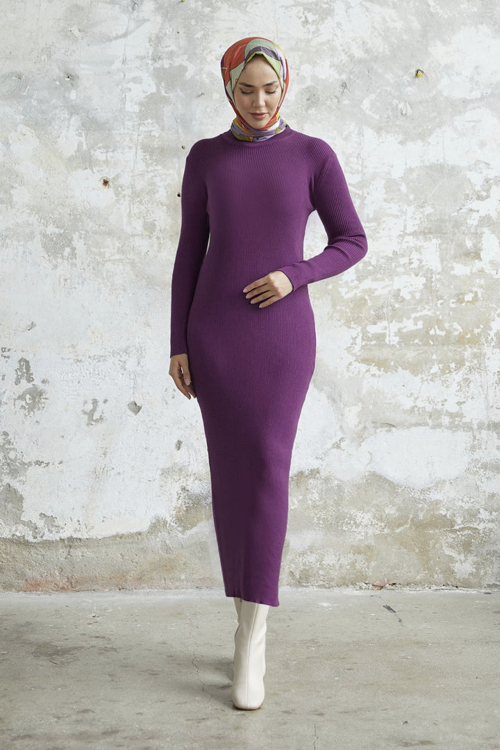 MDS Women Loyes Threaded Knit Dress - Dark Purple - Rivne