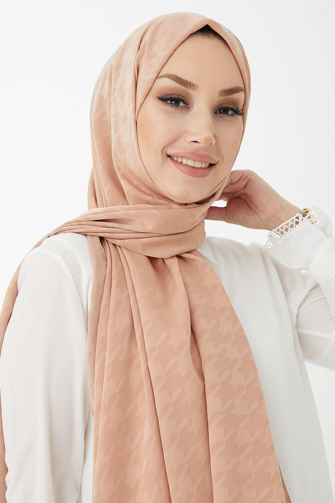 MDS Women Home Textile Herringbone Pattern Silky Jacquard Shawl - Houndstooth - Norwalk