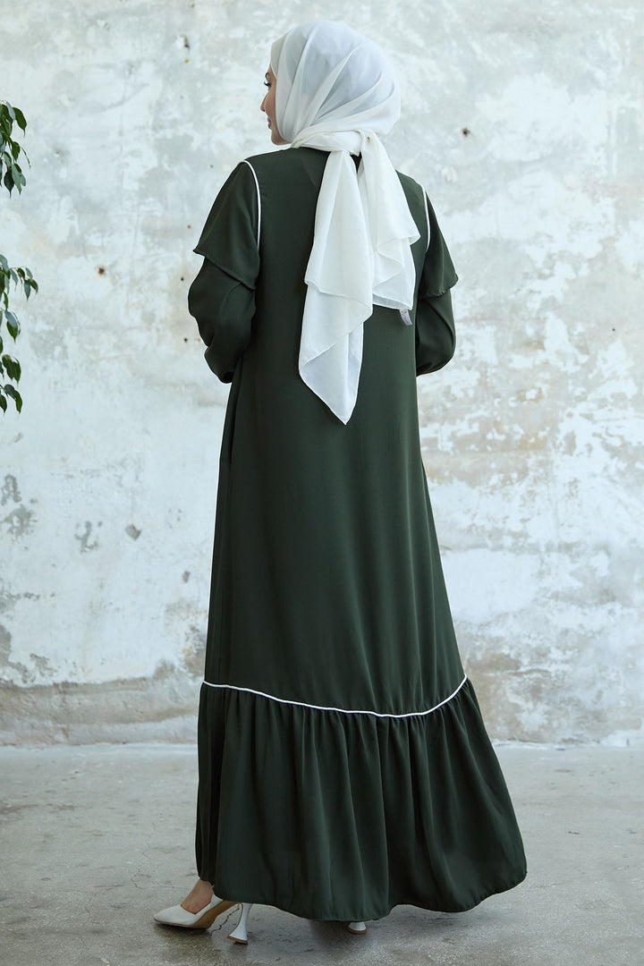 MDS Women Sleeveless Detailed Biyeli Khaki Abaya - Santa Cruz