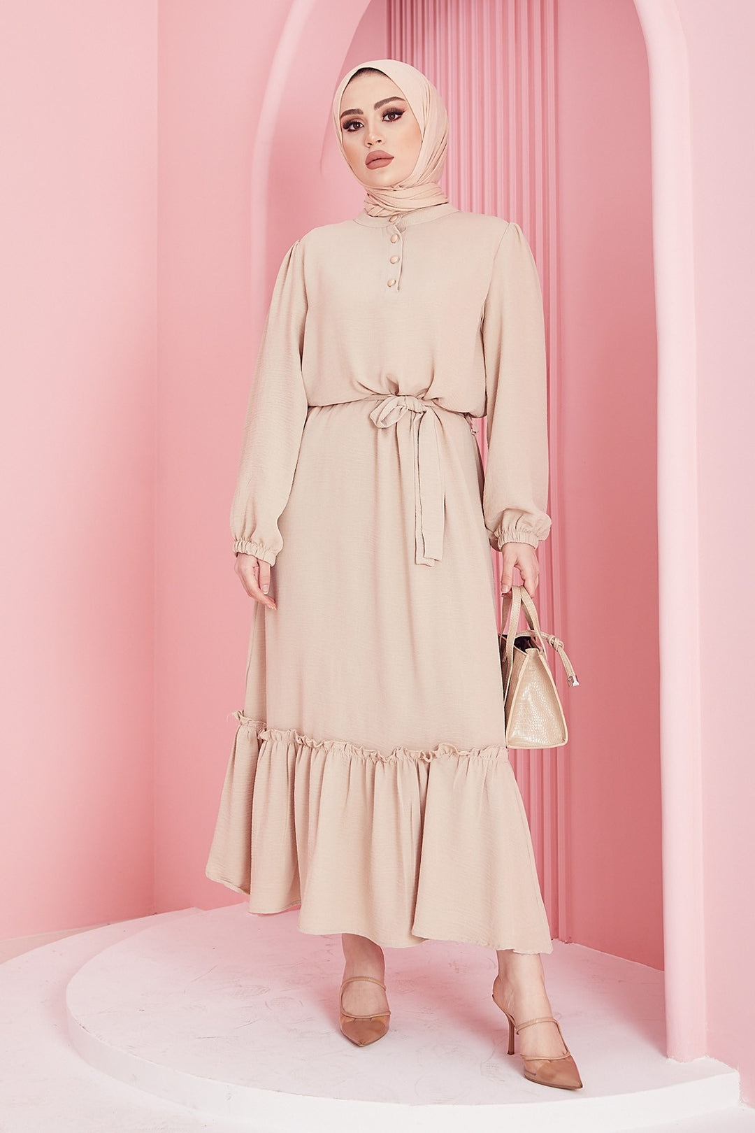 MDS Women Meyra Buttoned A-line Dress - Beige - Cheektowaga