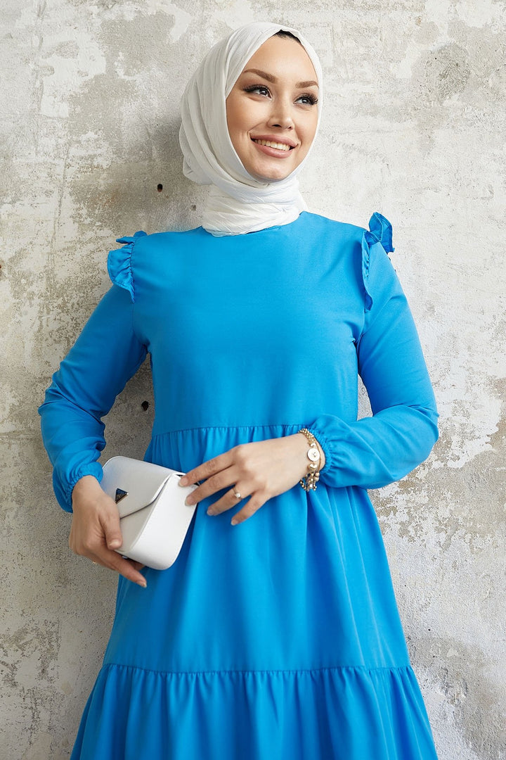 MDS Women Lenia Ruffle Shoulder Dress - Blue - Kamenicë