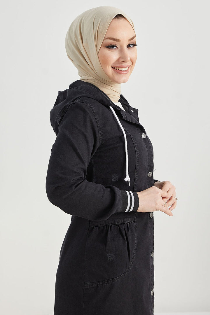 MDS Women Pocketed Long College Jacket - Black - West Valley City