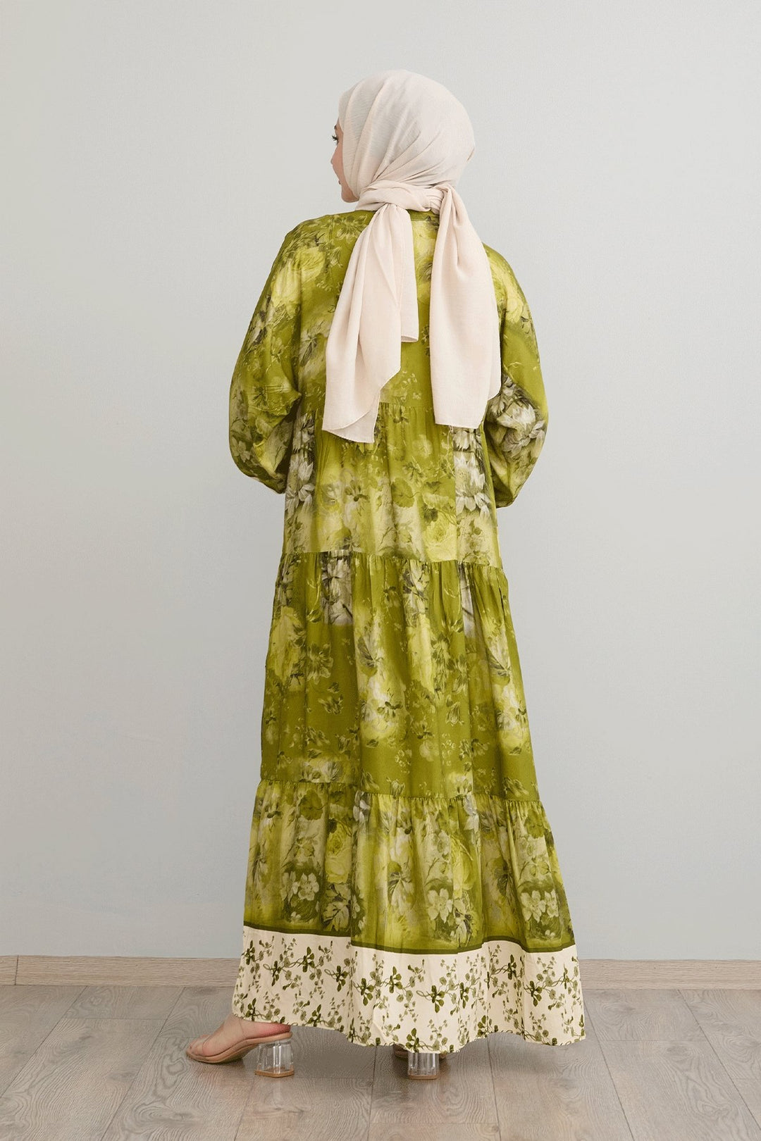 MDS Women Crispy Flower Detail Khaki Viscose Dress - Twickenham