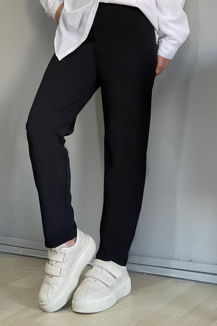 MDS Women Slim Fit Straight Leg Pants - Black - Hanover Park