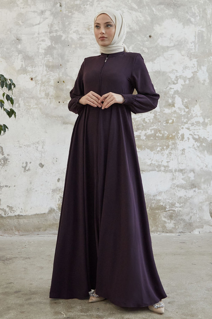 MDS Women Lace Crepe Mevlana Cloak - Purple - Mission