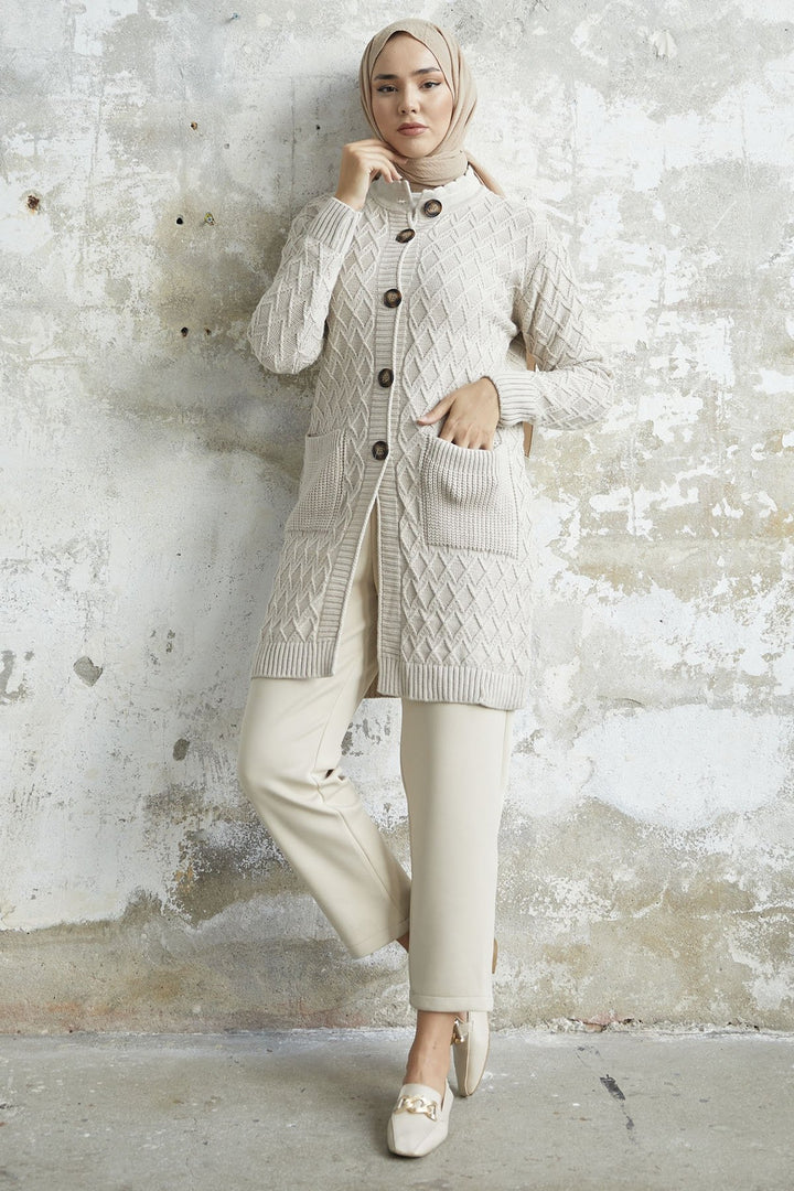 MDS Women Mosya Pocket Buttoned Knit Cardigan - Ecru - Everett